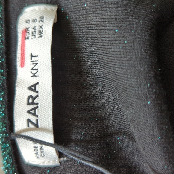 Zara Emerald Green Glitter Ruffle Bodysuit S - Picture 13 of 16